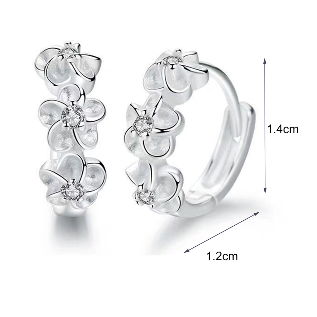Hu Hu Hu Hu Hu Alat Bantu Pasang Kacamata♡ 1 Pasang Anting Hoop Desain Bunga Aksen Berlian Imitasi Gaya Korea Jepang Untuk Wanita