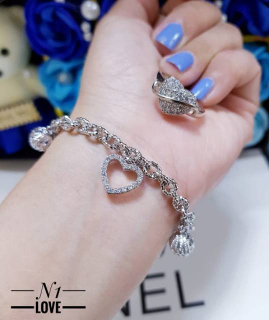 Xuping gelang dan cincin lapis emas 24k 0642j