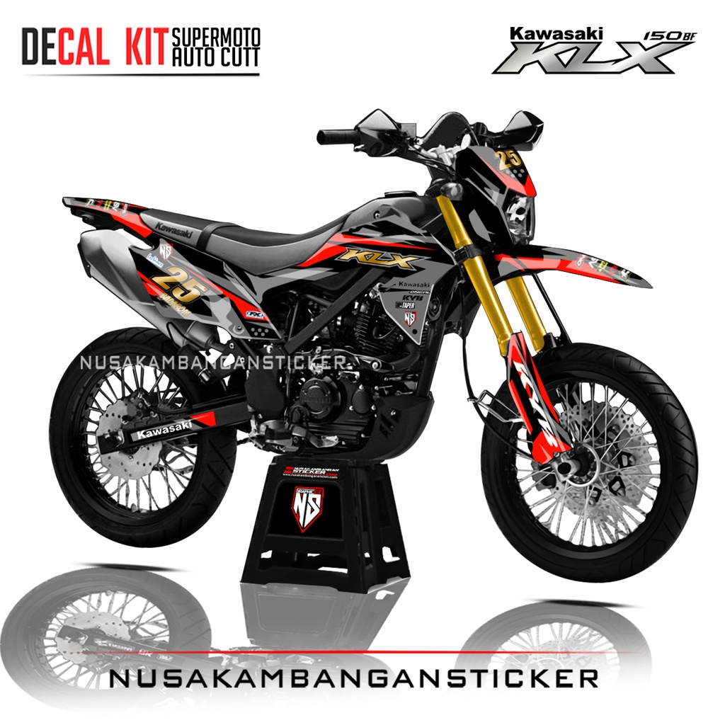 STIKER KLX 150 BF SUPERMOTO GRAY KLX GOLD KOMBI MERAH 03