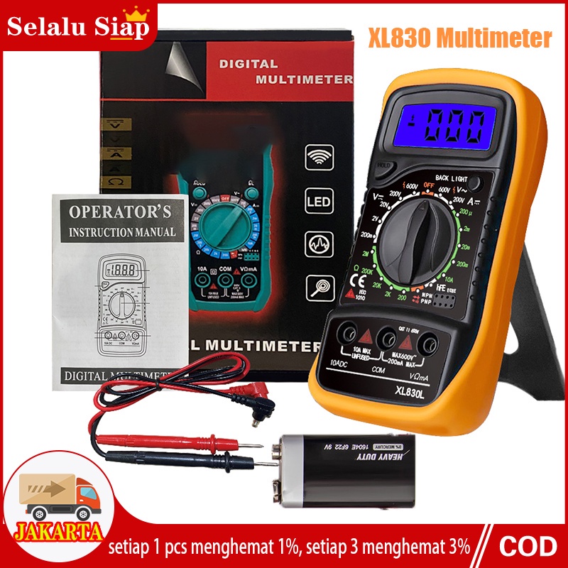 【 termasuk baterai】Multimeter Digital XL830LTester XL830L Avometer AC DC Voltage Tester / Avometer Digital XL830L