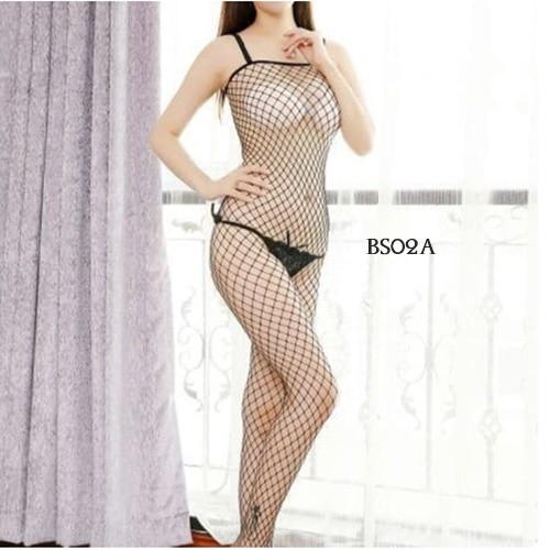 [READY STOCK] LINGERIE STOCKING FULL BODY  BODY STOCKING JARING SEXY HITAM BS02A