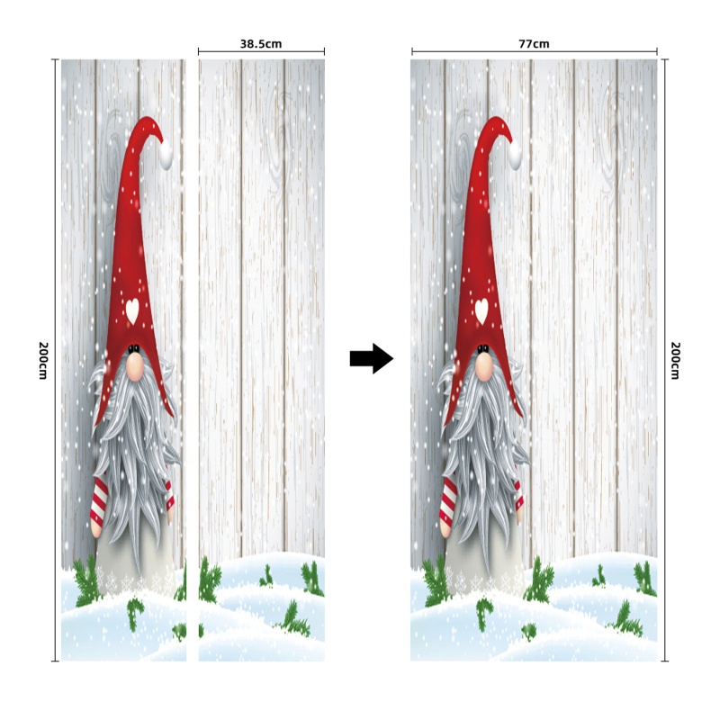 2pcs / set Stiker Pintu Kulkas Motif Santa Claus Natal Untuk Dekorasi