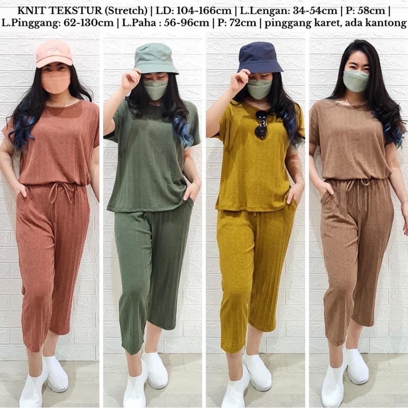 KNIT SET POLOS RIB STELAN RAJUT PREMIUM