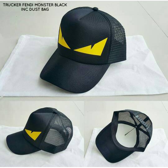 DISKON  TOPI FENDI MONSTER EYE YELLOW KS01