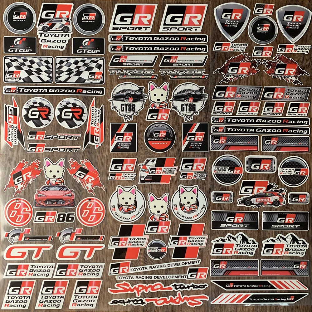 GR Stiker TOYOTA Reflektif Mobil Eksterior Otomotif Interior Stiker Kaca Spion Pegangan Pintu Kaca Depan Stiker untuk Gazoo Balap