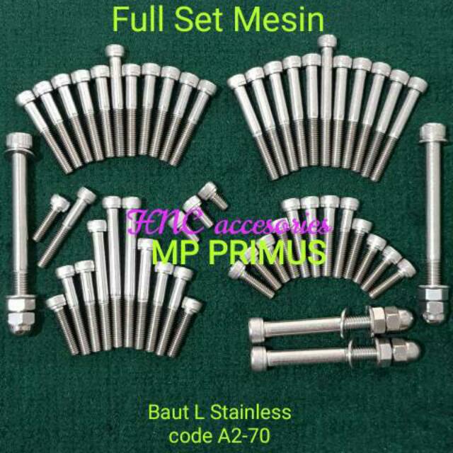 Baut L Stainless Fullset mesin MP Primus