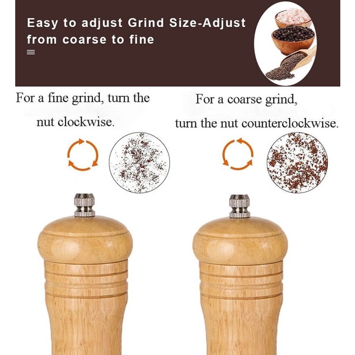 Gilingan Lada Merica Bumbu Salt Pepper Mill Manual Grinder Kayu 11in