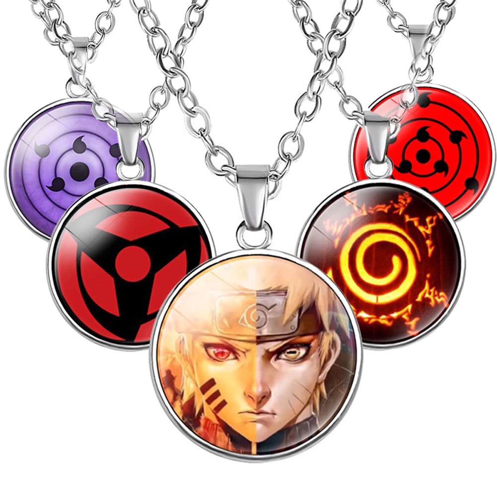 Kalung Rantai Dengan Liontin Anime Naruto Sharingan Uchiha Itachi Untuk Pria