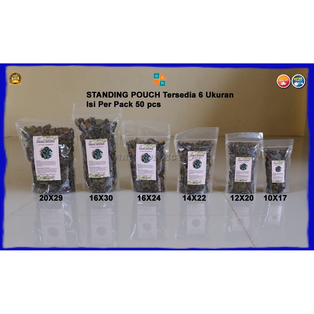 PLASTIK STANDING POUCH UKURAN 12x20/standing pouch bening/pouch plastik/pouch makanan plastik/pouch