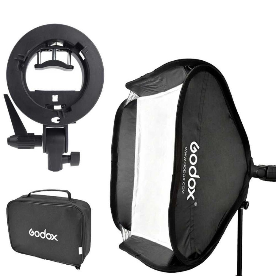 Godox S-Type Softbox Flash Diffuser Camera DSLR 50 X 50 CM - Black