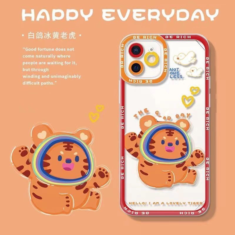 Soft Case Silikon TPU Transparan Motif Harimau Untuk Iphone 13 12 Mini 11 10 Pro XS Max X XR 8 7 6 6S Plus SE 2020