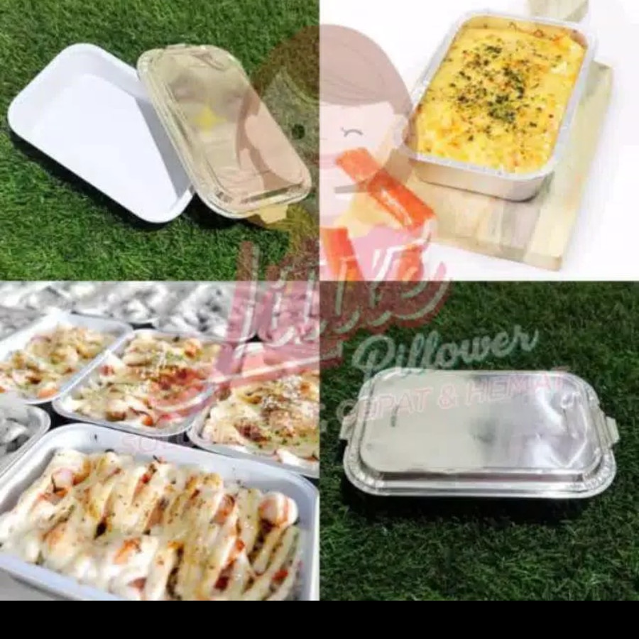 LPD (ISI 50 - AX350+TUTUP) Wadah aluminium foil/Tray nasi panggang 500ml + Tutup/Tray aluminium