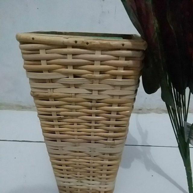  POT  ANYAMAN  ROTAN BAMBU  29CM Shopee Indonesia