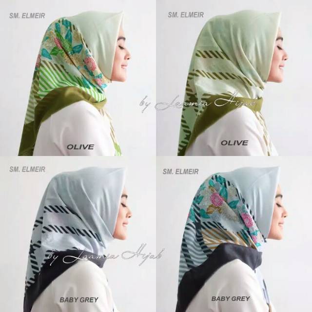 HIJAB SEGI EMPAT RAWIS MOTIF LUNARIA NAVY - ANSANIA
