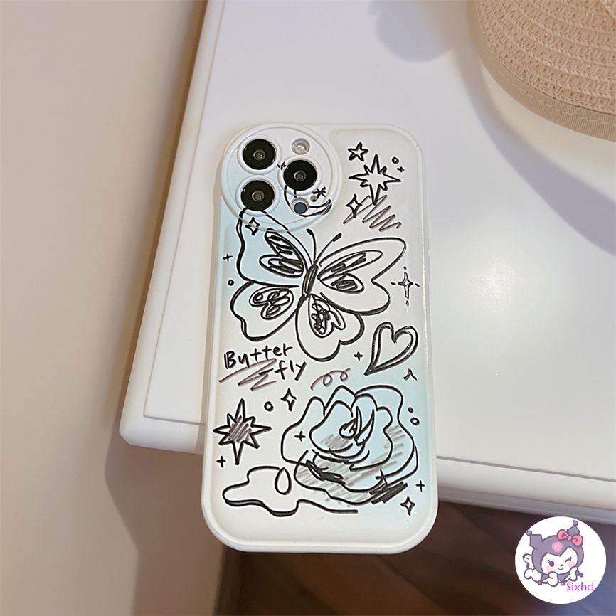 Redmi 12C 10C 10A 10 9C 9A 9T 9 Redmi Note 12 11 11s 10 9 8Pro Xiaomi 12X Mi 11Lite 11T 10T Poco F3 X3 X4Pro Fashion Simple Butterfly Phone Case Soft TPU Shockproof Protective Cover