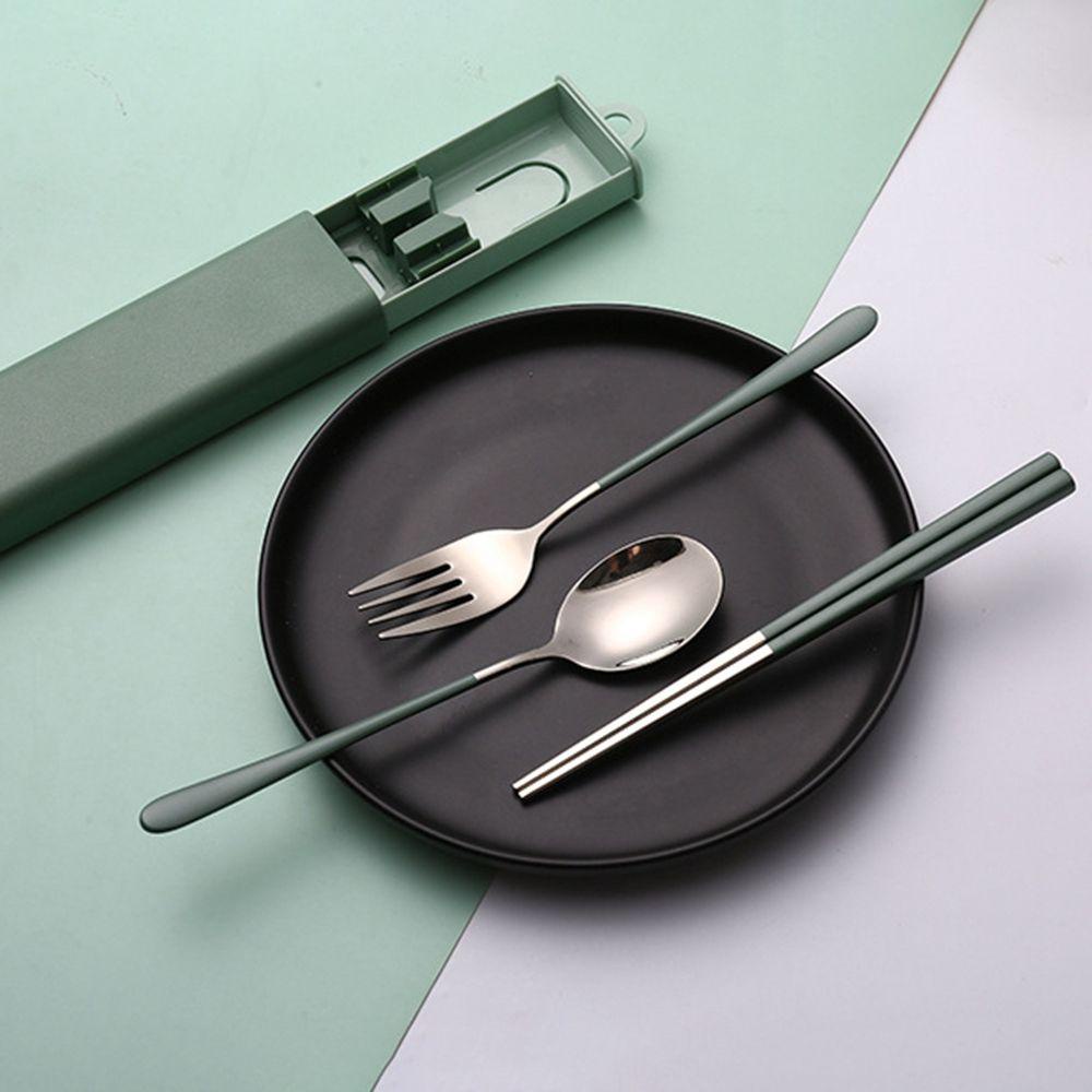 [Elegan] Sendok Kopi Sendok Makan Peralatan Makan Dengan Wadah Salad Fork Cutlery Set Sumpit