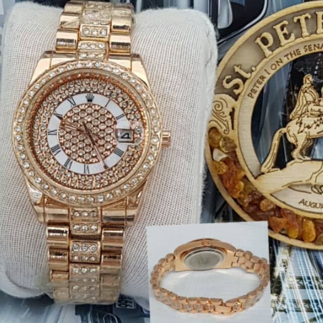 JAM TANGAN CEWEK/WANITA ROLEX DIAMOND PREMIUM RANTAI TERBARU ANTI AIR ELEGANT HARGA BERSAHABAT...
