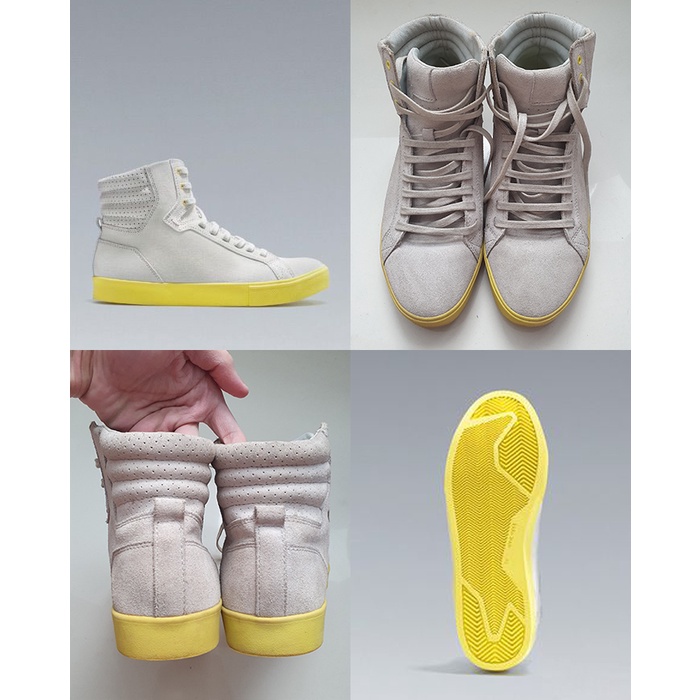ZARA Men High Top Suede Sneakers with Neon Sole Sepatu Bekas