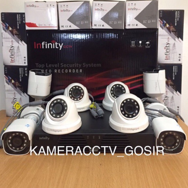 Paket cctv infinity 8 channel dengan 8 kamera infinity 2mp 1080P tinggal pasang