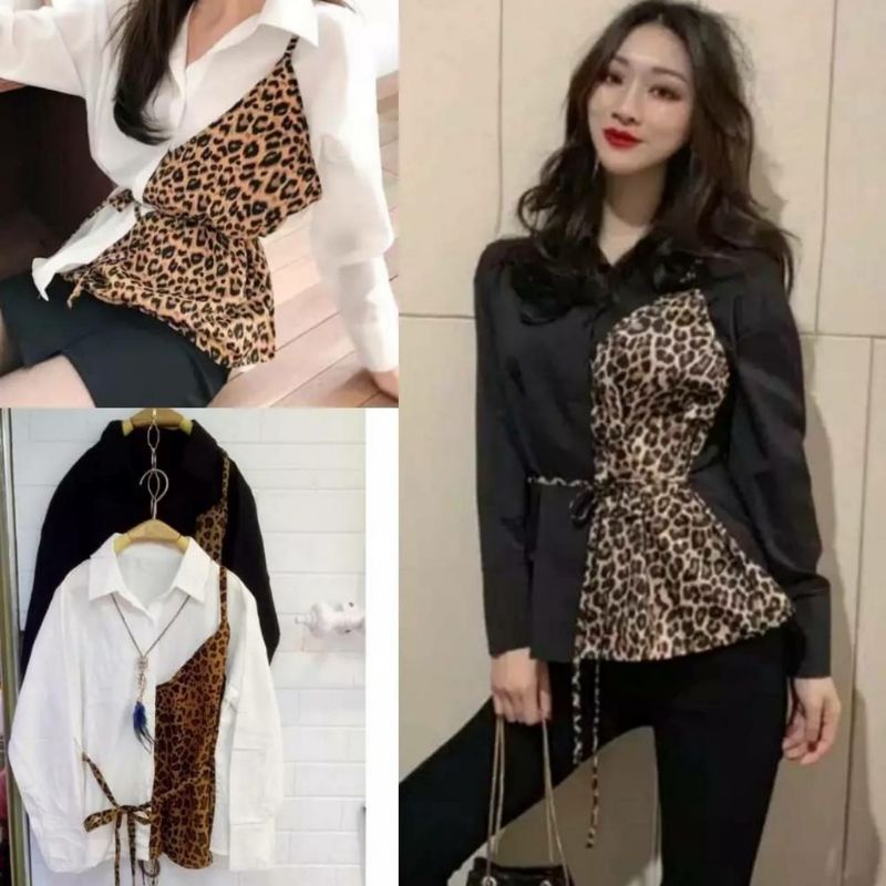 Tiger blouse baju atasan top wanita loreng premium