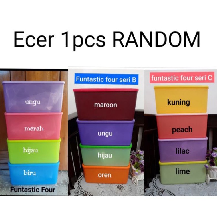 

Tupperware Ecer 1pcs Funtastic Four Random Kotak Serbaguna