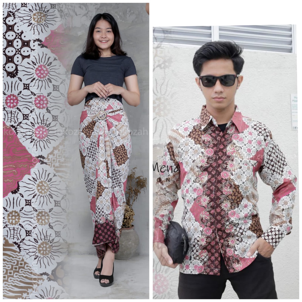 Couple Rok Lilit dan Kemeja Batik Panjang Premium