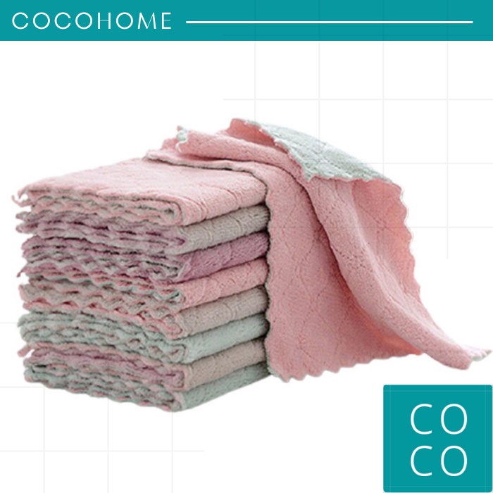 Kain Lap Dapur Anti Minyak Cuci Piring Microfiber Coral Fleece