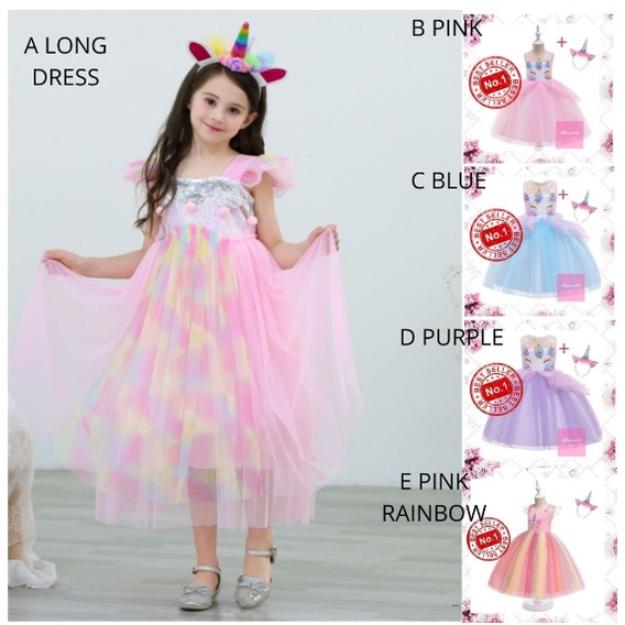 Kostum Anak Perempuan Dress Terbaru Kostum Anak Unicorn Dress Unicorn Gradasi Import Dress Anak Pere