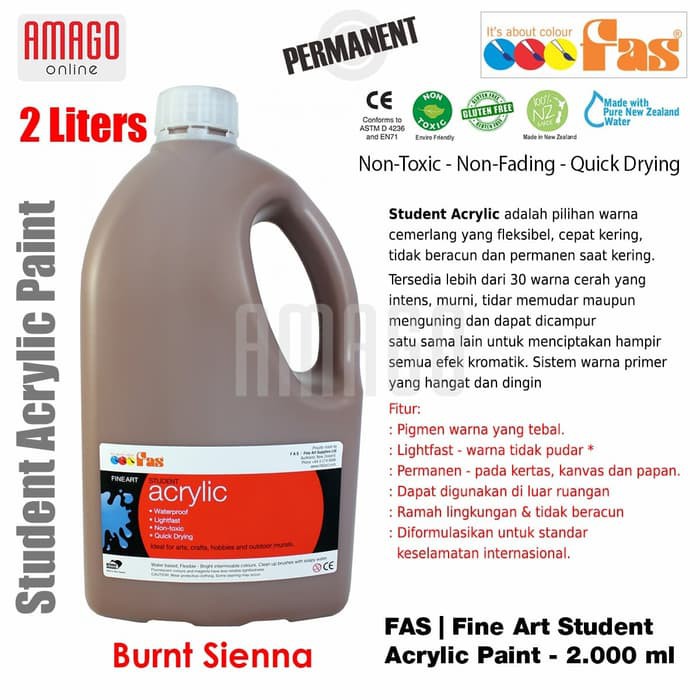 FAS - STUDENT ACRYLIC PAINT - 2 LITER - BURNT SIENNA