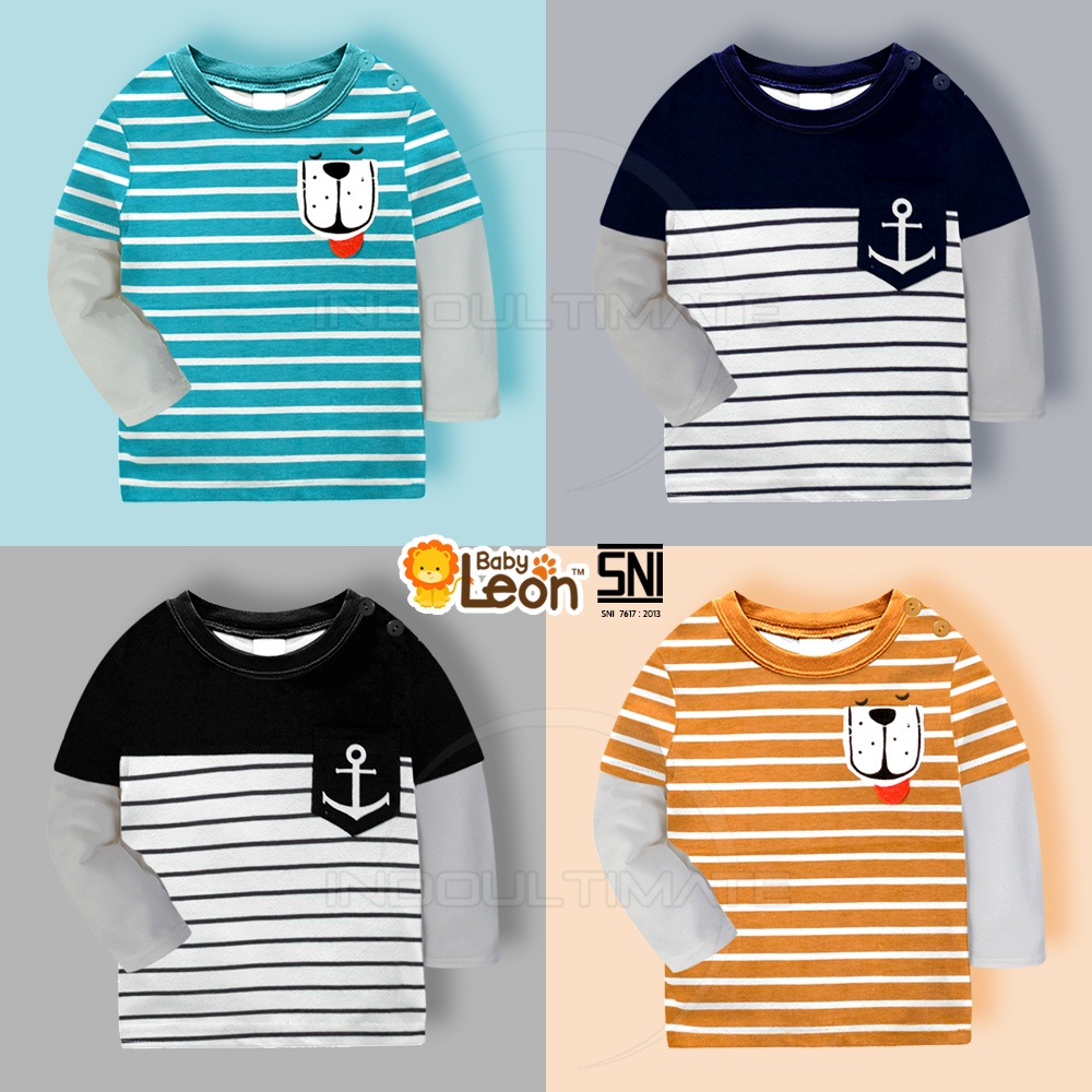 Kaos Anak Bayi Lengan Tangan Panjang ATP-11 Laki Laki  Baju Bayi Pergi 0-1th BABY LEON  Atasan Anak Baru Lahir 3 Bulan 6 Bulan 1 Tahun Laki Laki cowok Baju Tidur Piyama Anak Bayi