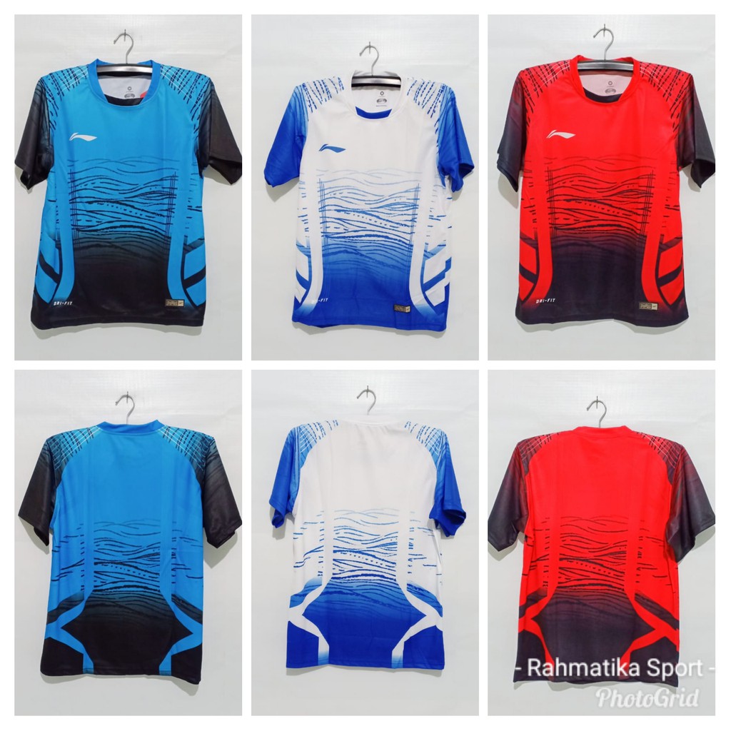 Jersey Kaos Fullprint Lining Badminton Tenis Pingpong Olahraga
