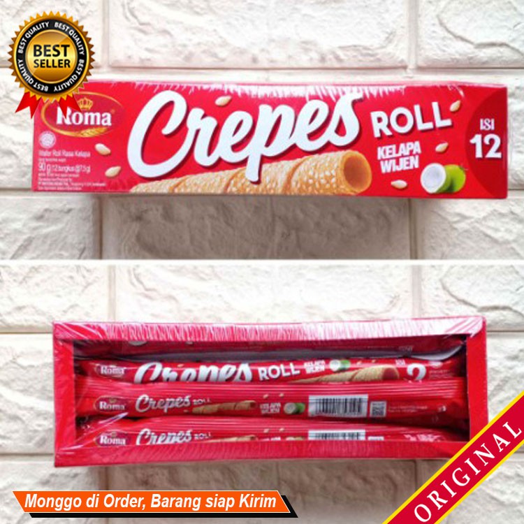 

Jajanan Snack camilan keluarga Sajian bekal menyenangkan Wafer ROMA Crepes Roll 7,5g