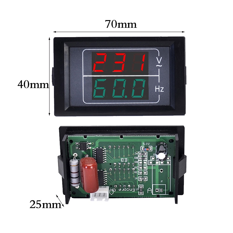 【AC 50-500V 10.0-99.9Hz】Voltmeter Frekuensi/AC Dual Display Voltmeter/Tegangan Current Meter Detector/Hertz Frekuensi Meter/Alat Pengukur Tegangan Frekuensi