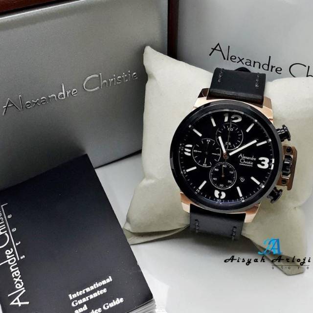 JAM TANGAN PRIA ALEXANDRE CHRISTIE AC6280 BLACK GOLD ORIGINAL GARANSI RESMI