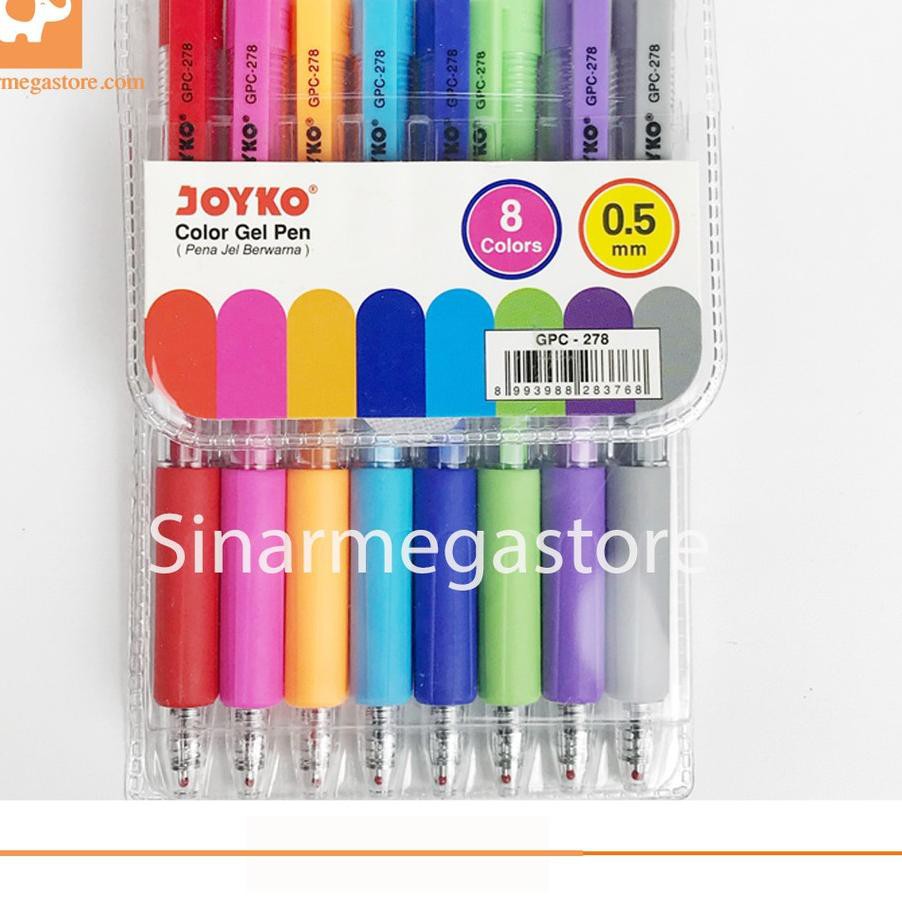 

(fbd-597) Joyko Color Gel Pen Pulpen Ballpoint Warna GPC-278 0,5mm isi 8 color Murah #