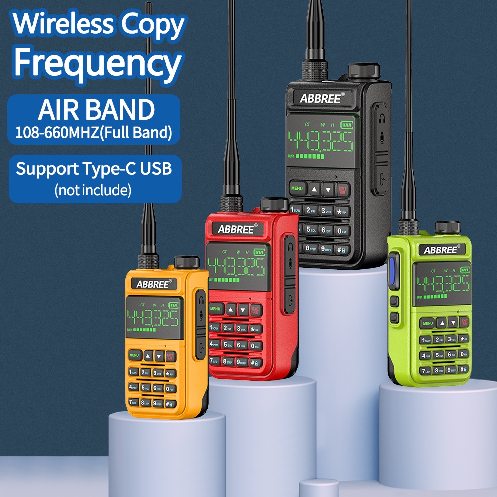 HT ABBREE AR-518 FULL BAND Walkie Talkie 8800mAh Copy Frequency 1.77 inch