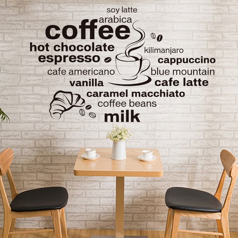 RELIZA WALL STICKER QUOTES DAPUR COFFEE CHOCOLATE CAPPUCCINO KITCHEN STIKER DINDING