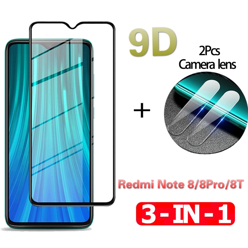 3 In 1 Tempered Glass For Xiaomi Redmi Note 8/8 Pro Screen Protector + 2Pcs Camera Lens Glass