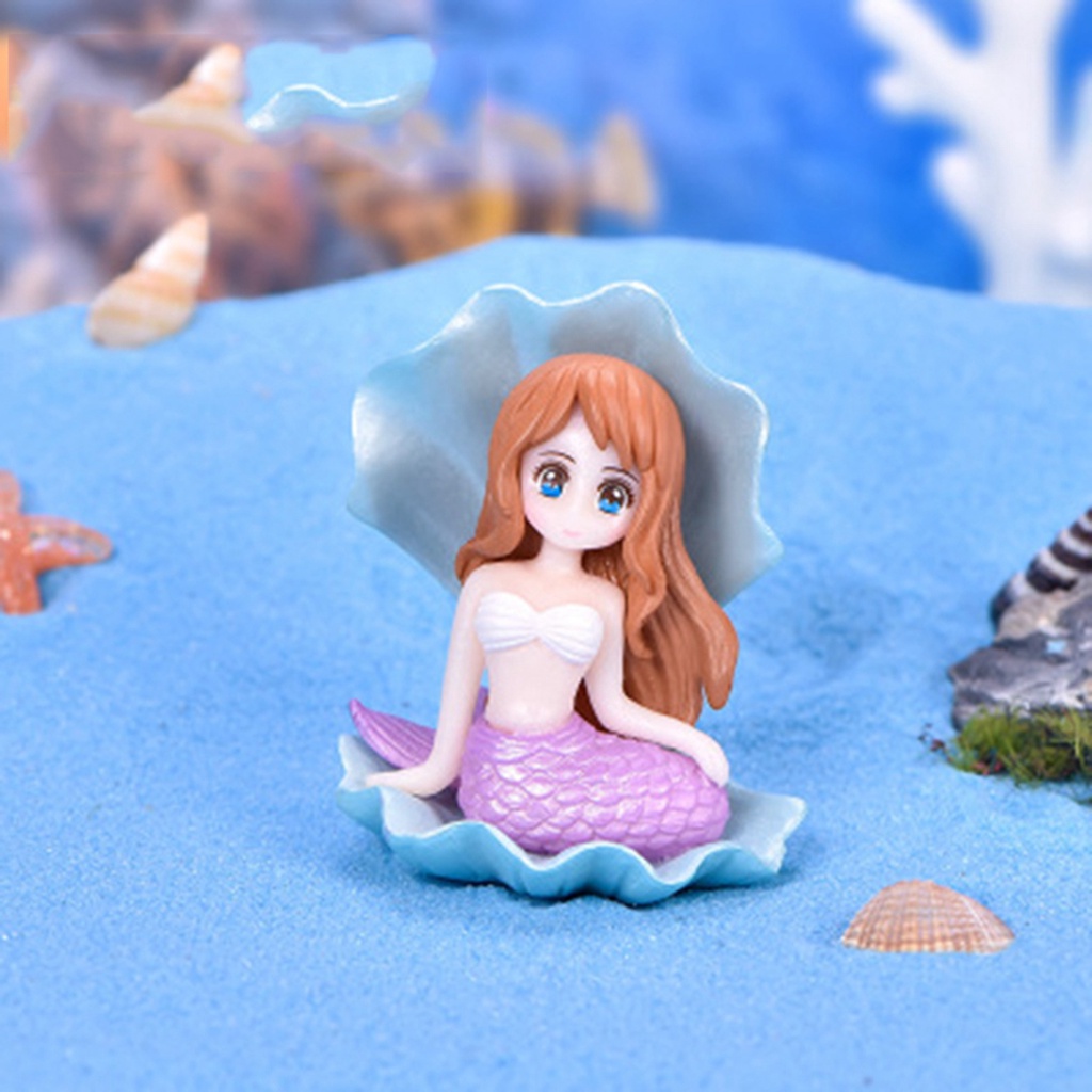 4pcs Ornamen Miniatur Kartun Mermaid Kerang Laut Bahan Resin Untuk Dekorasi Taman Bonsai