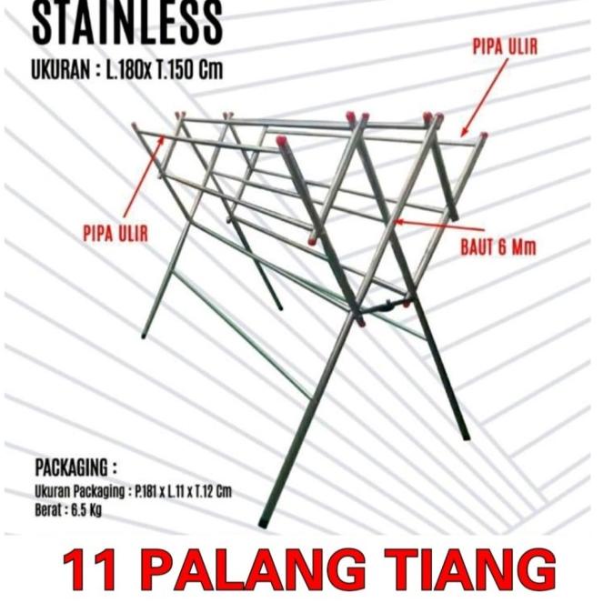Jemuran Baju Stainless Steel 180cm jemuran pakaian besi stainless