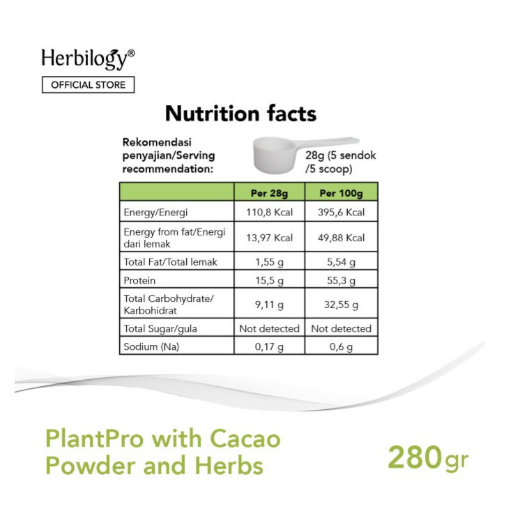 Herbilogy PlantPro Powder Cocoa (Plant Protein) 280 g