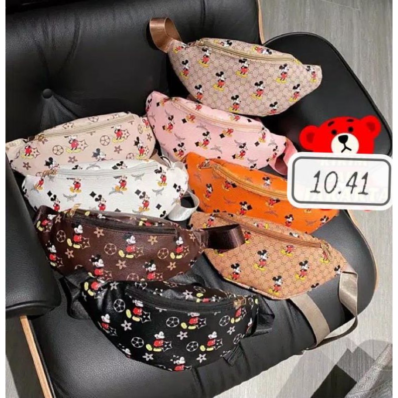 TAS IMPORT WANITA / CEWEK mickey mouse impor bag SELEMPANG / PINGGANG bagus baru model cantik mickey