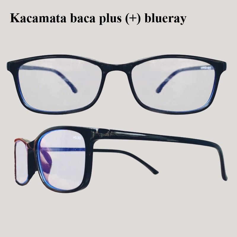 Terbaru! Kacamta Baca Blueray Lensa Plus (+) dari +0.50 sampai +4.00  Pria Wanita Kacamata Baca Murah