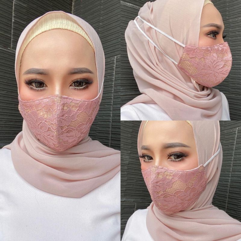 MASKER BRUKAT KAIN 3 lapis bridal masker kondangan pesta