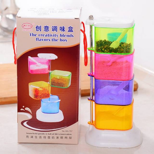 

Tempat bumbu 4 in 1 (unik terdiri dari 4 susun bisa diputar , modern)