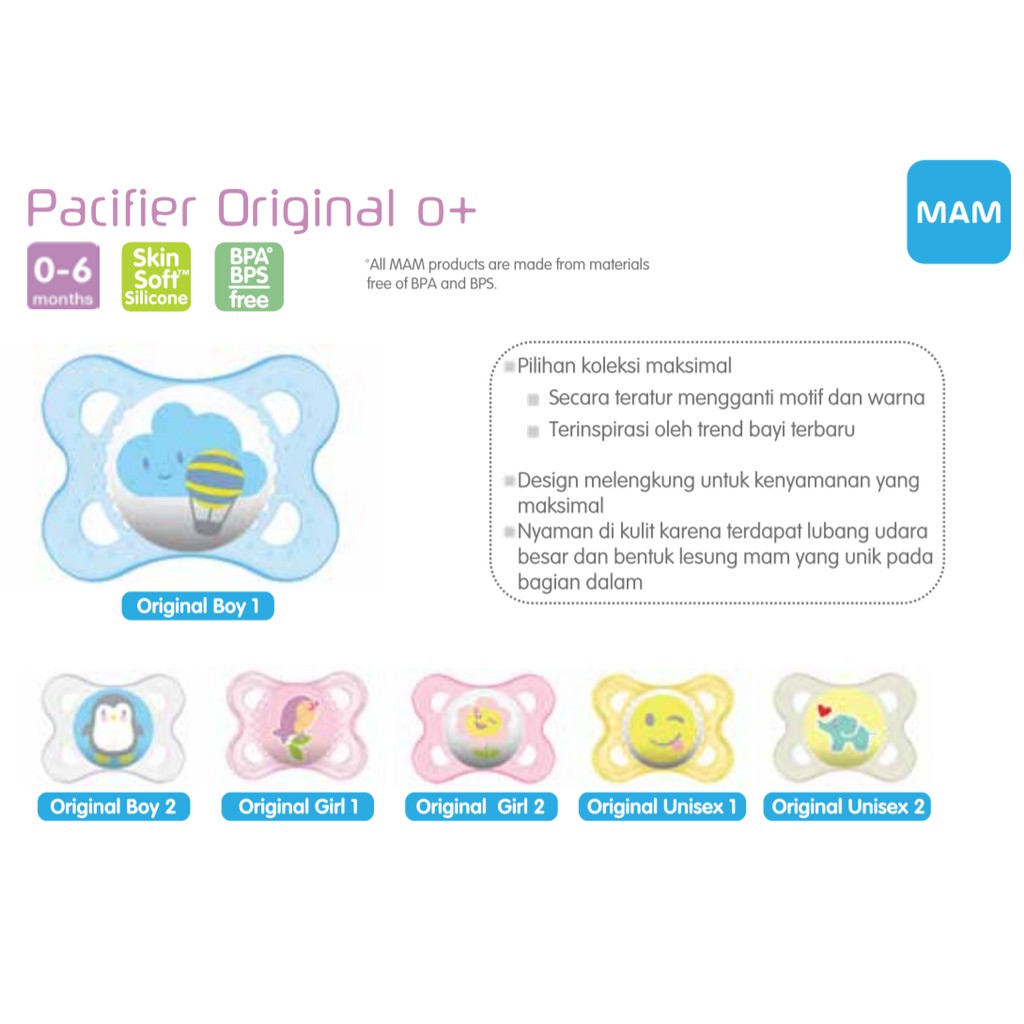 MAM Orthodontic Pacifier Original Night Air 0+ 6+ Empeng Bayi Soothers