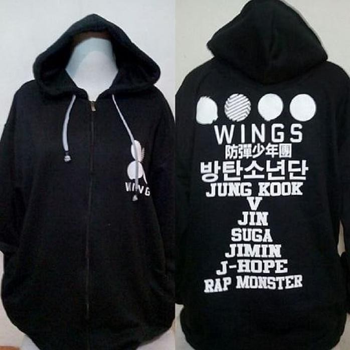 Promo Jaket Hoodie Zipper Bts Wings