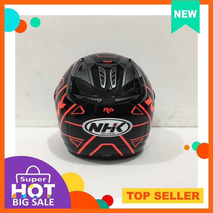 HELM NHK R6 MOTIF AIRFIT R / AIRFIT BLACK ORANGE HITAM ORANGE GLOSSY