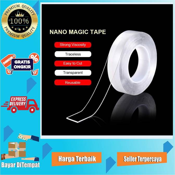 ORIGINAL DOUBLE TAPE AJAIB BENING NANO MAGIC TAPE WASHABLE 3CM*1M