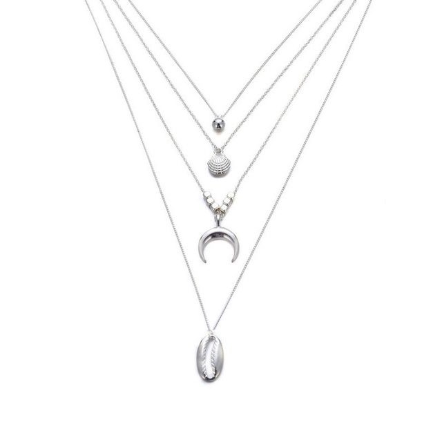 17KM Multi-layer Necklace Bohemian Chain Shell Horn Scallop-6#